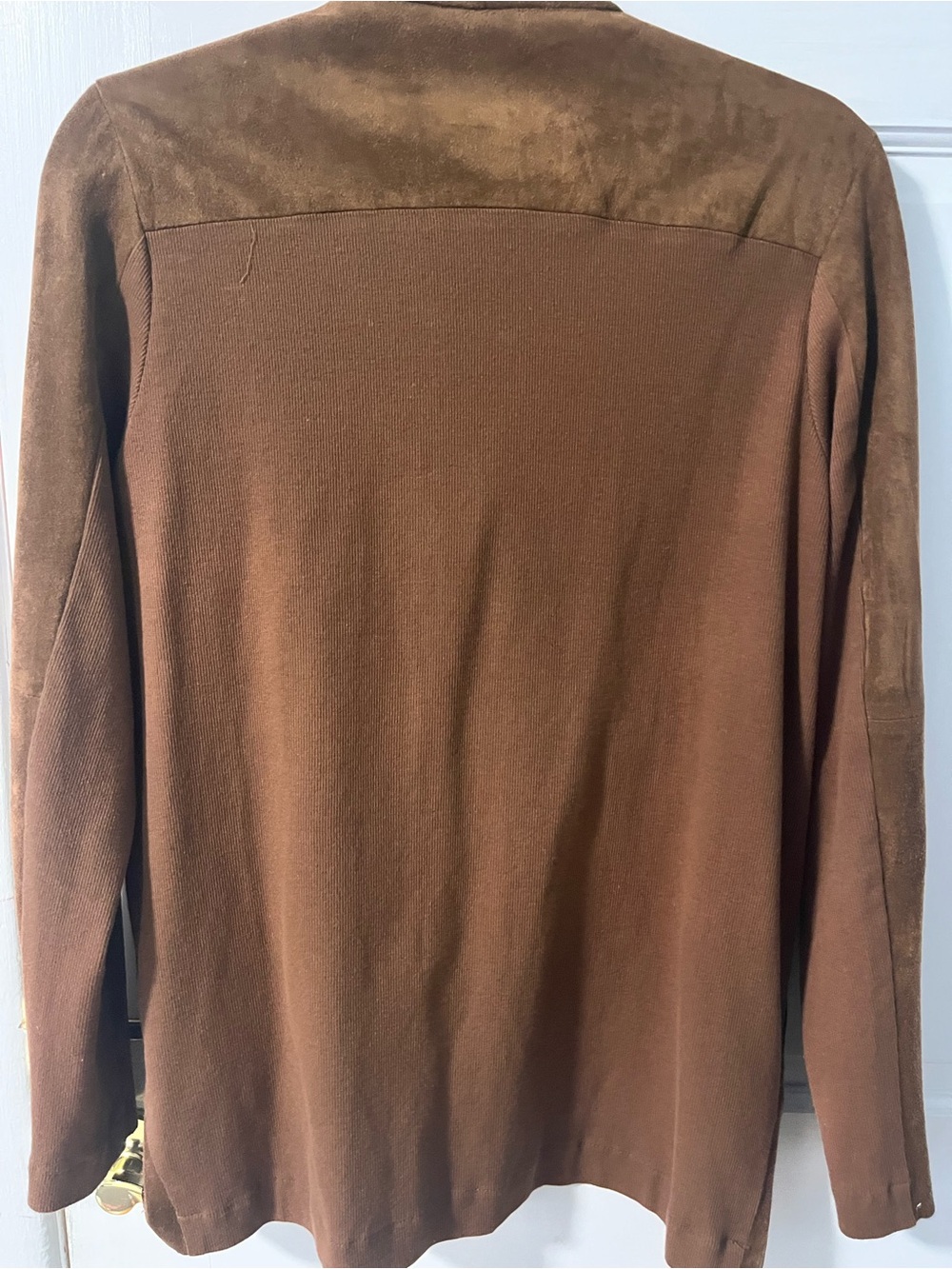 Fate Draped Suede Open-Front Jacket in Brown - Picture 3 of 6